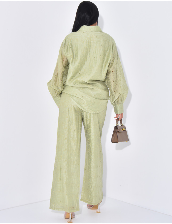 Ensemble pantalon et chemise brodé