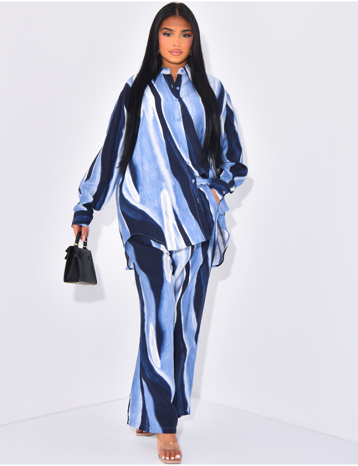 Patterned shirt and trousers set