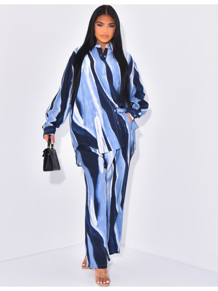 Set aus Hose und gemustertem Hemd