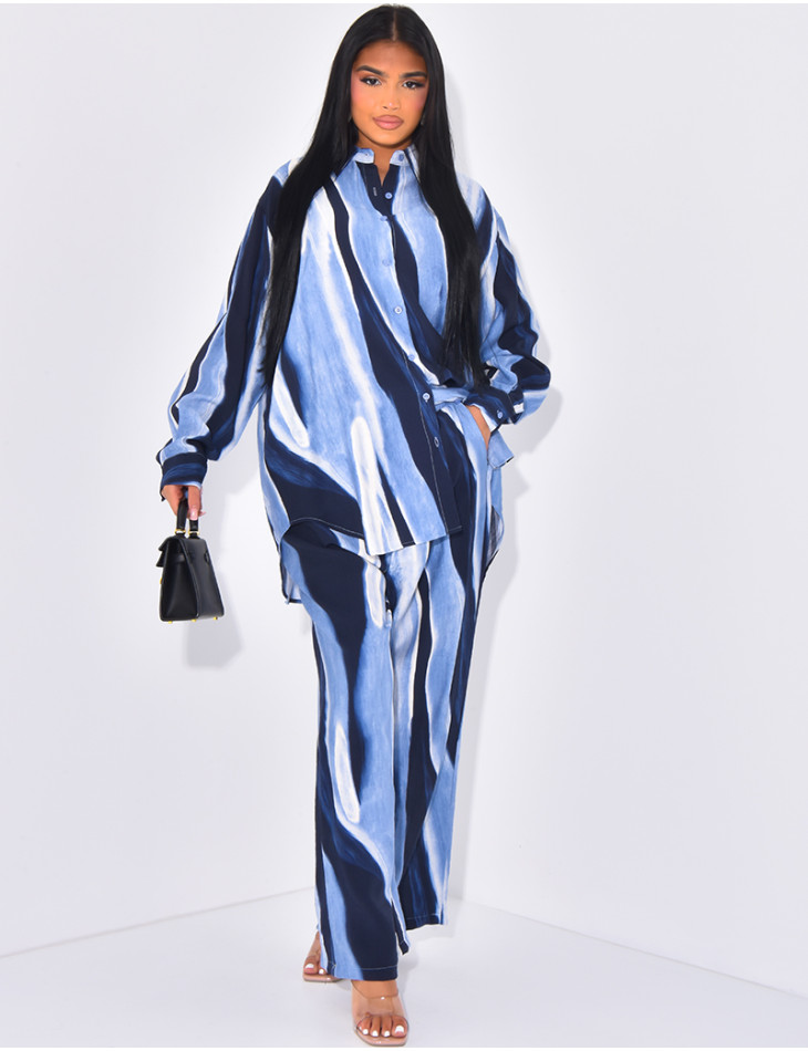 Set aus Hose und gemustertem Hemd