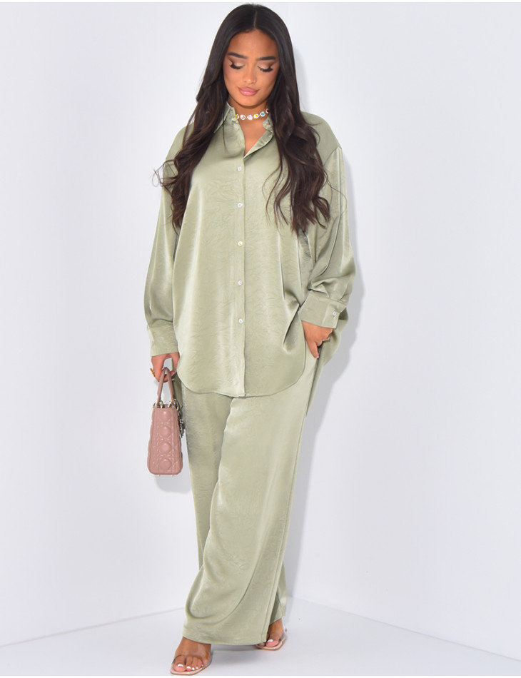Set aus Hemd und gerader Hose aus Satin