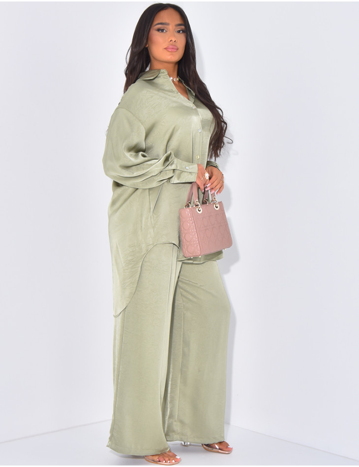 Set aus Hemd und gerader Hose aus Satin