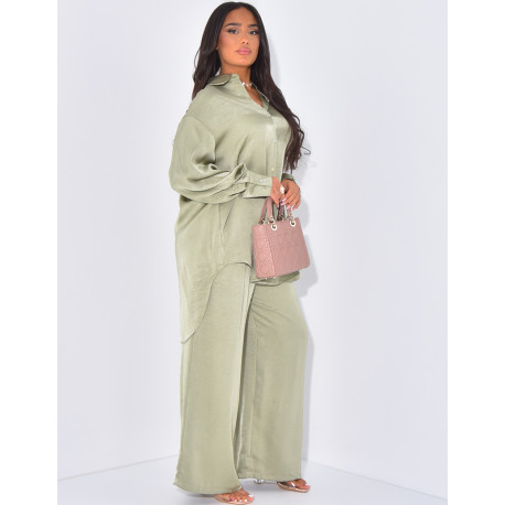 Set aus Hemd und gerader Hose aus Satin