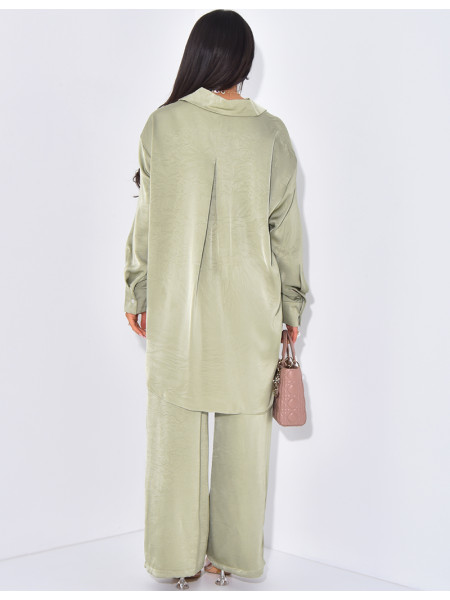 Set aus Hemd und gerader Hose aus Satin