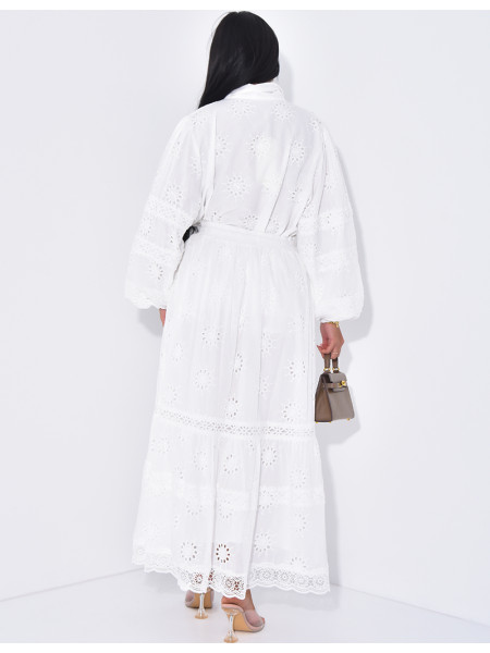 Skirt and shirt set with embroidered motifs