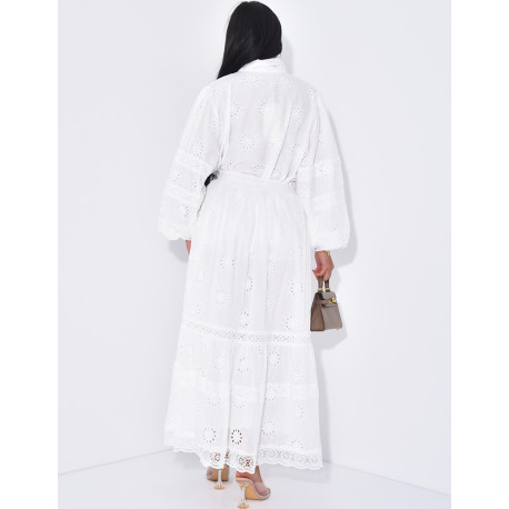 Skirt and shirt set with embroidered motifs