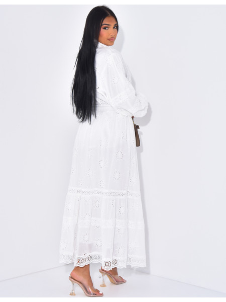 Skirt and shirt set with embroidered motifs