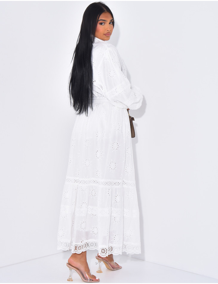 Skirt and shirt set with embroidered motifs