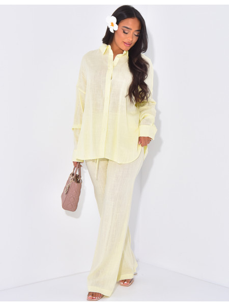 Leinenhose und Hemd-Set