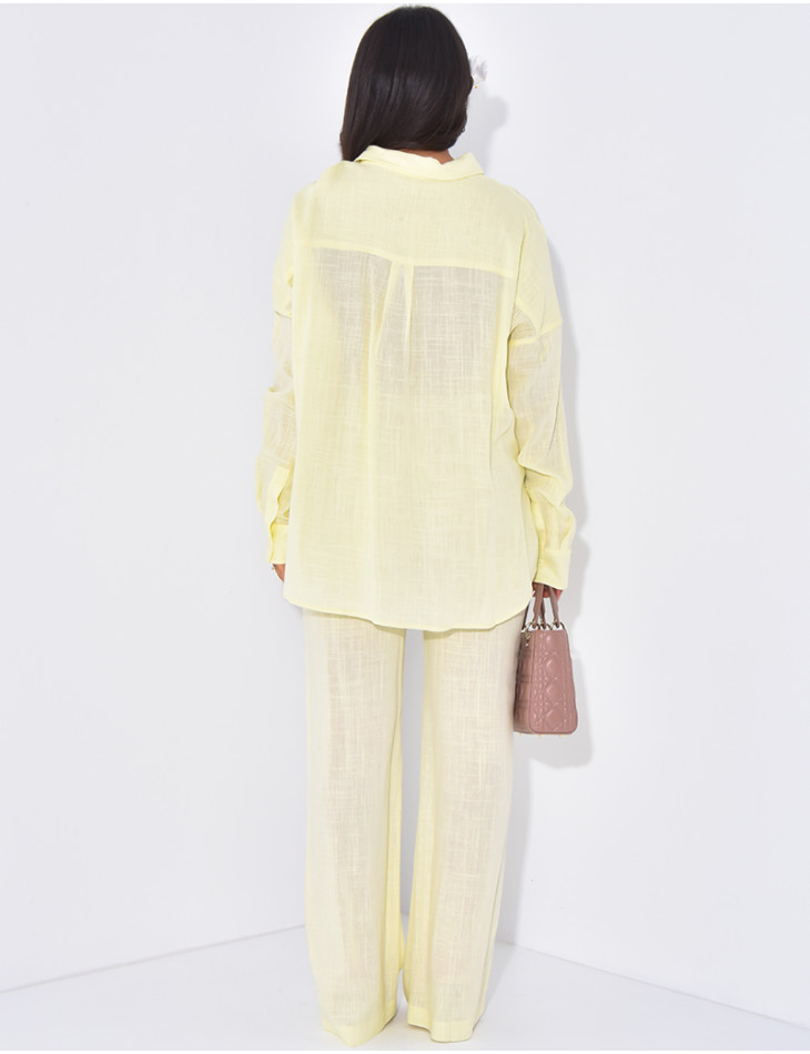 Leinenhose und Hemd-Set