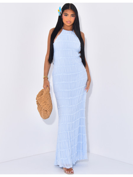 Robe longue en voile dos nu