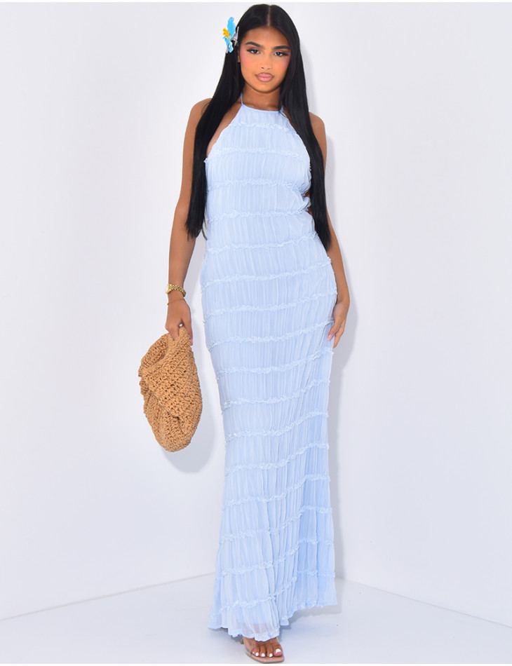 Robe longue en voile dos nu