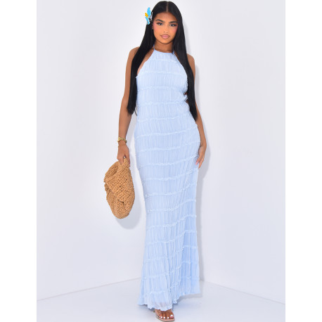 Robe longue en voile dos nu