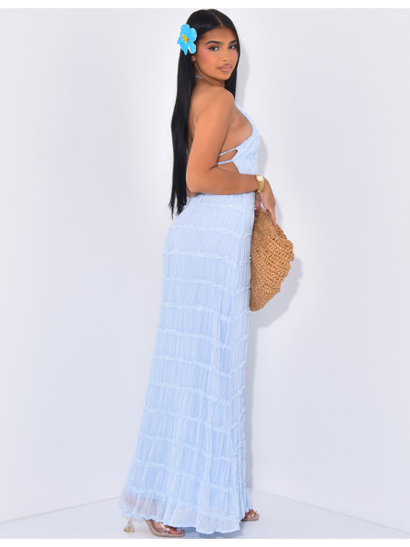 Robe longue en voile dos nu