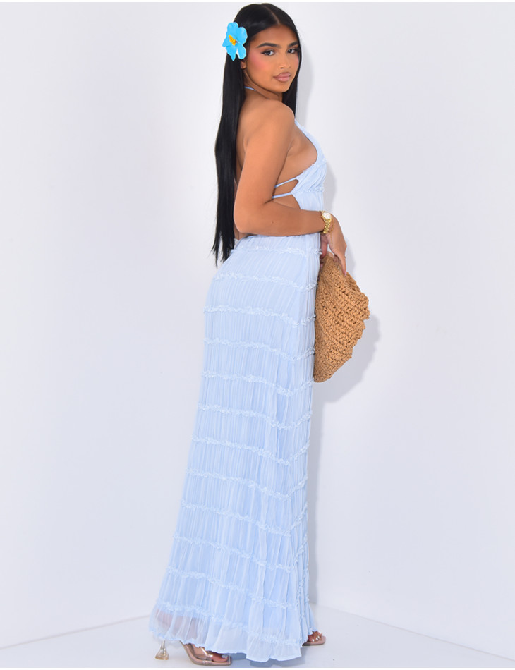 Robe longue en voile dos nu