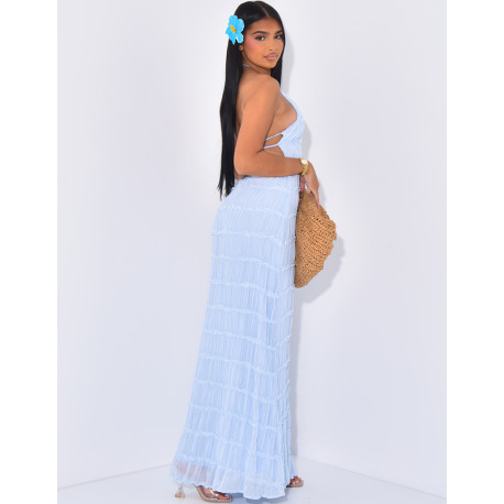 Robe longue en voile dos nu