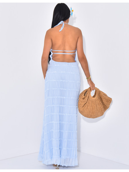 Robe longue en voile dos nu