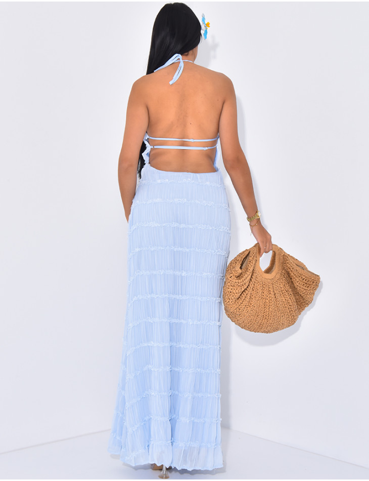 Robe longue en voile dos nu