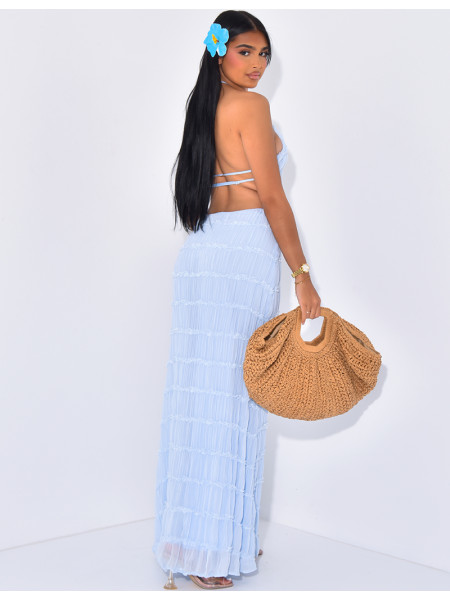 Robe longue en voile dos nu