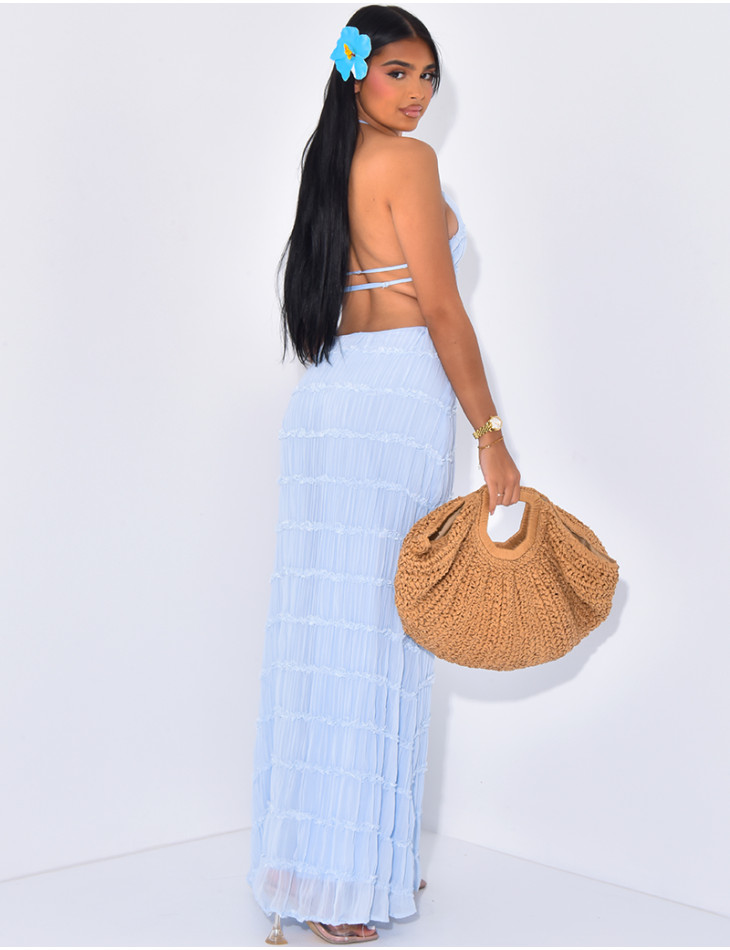 Robe longue en voile dos nu