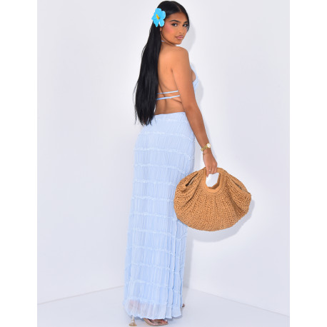 Robe longue en voile dos nu