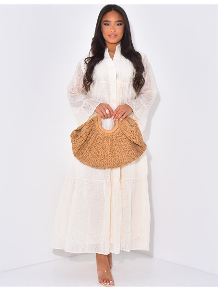 Langes,lockeres, besticktes Kleid