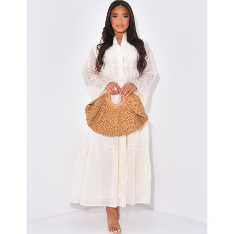 Langes,lockeres, besticktes Kleid