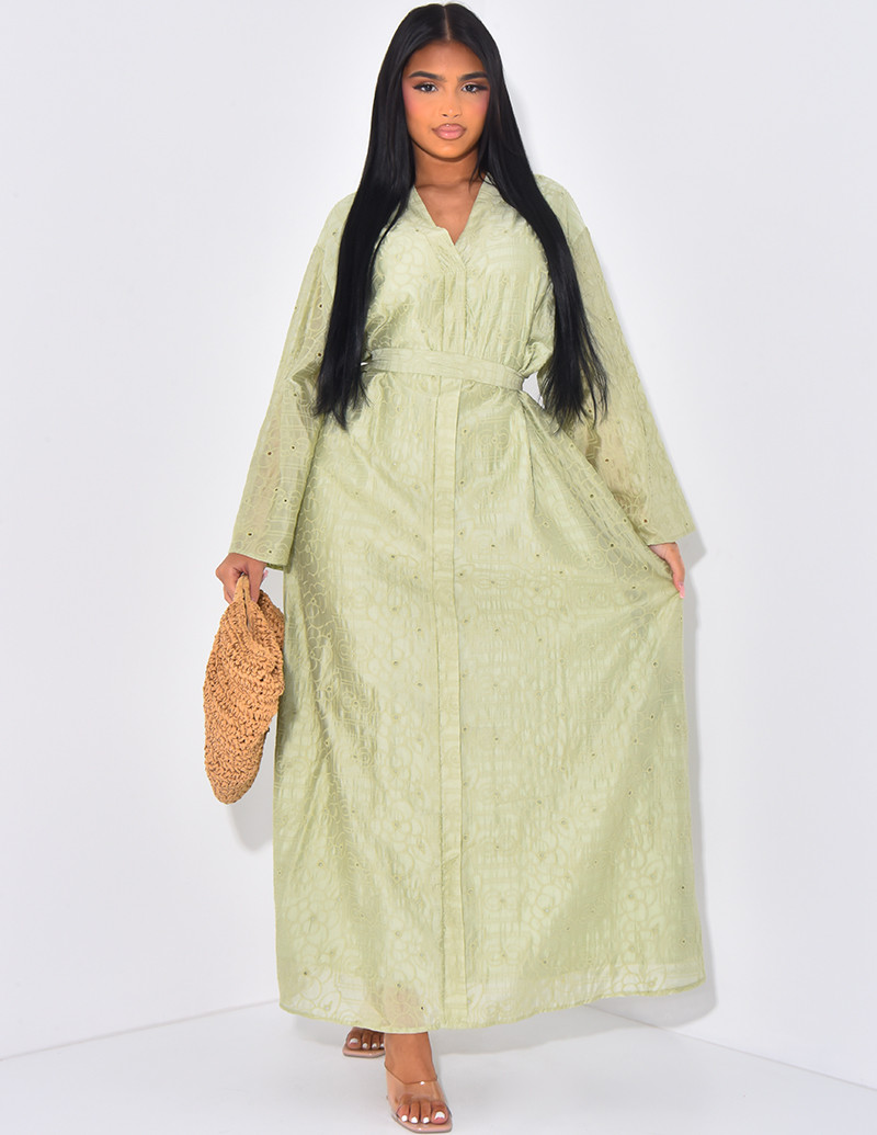 Robe longue brodée à nouer