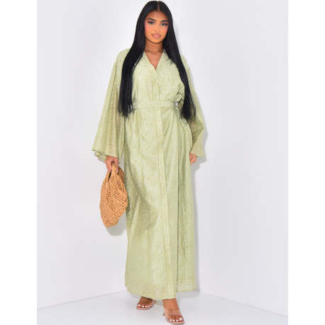 Langes Kleid mit bestickter Schleife