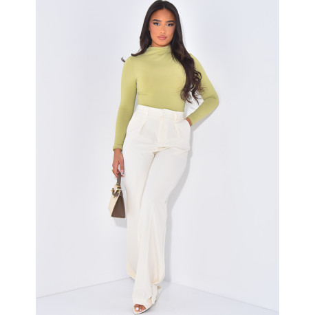 Form-fitting bodysuit with draped collar