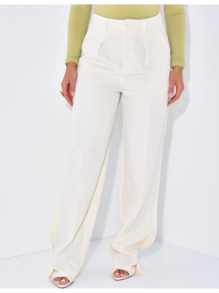 Buttoned ankle-length suit trousers