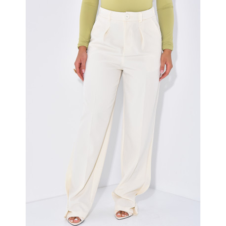 Buttoned ankle-length suit trousers