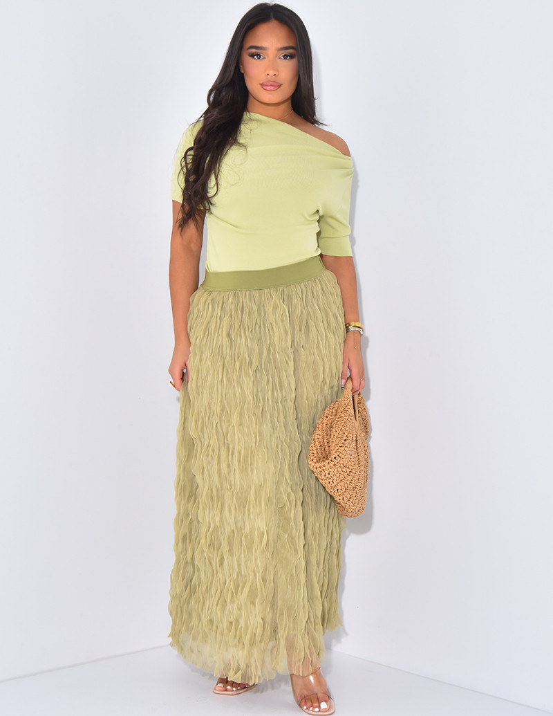 Jupe longue taille haute en...