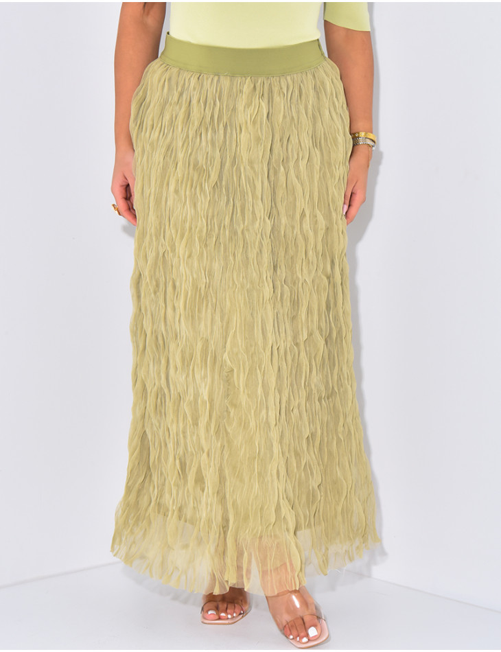 High waisted long tulle skirt