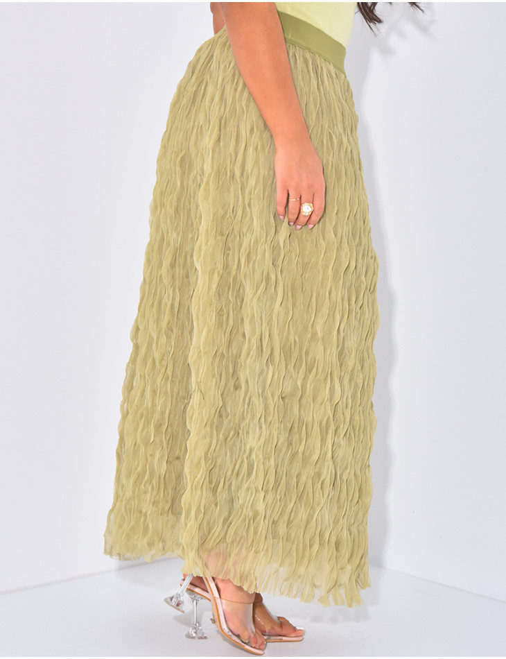 High waisted long tulle skirt