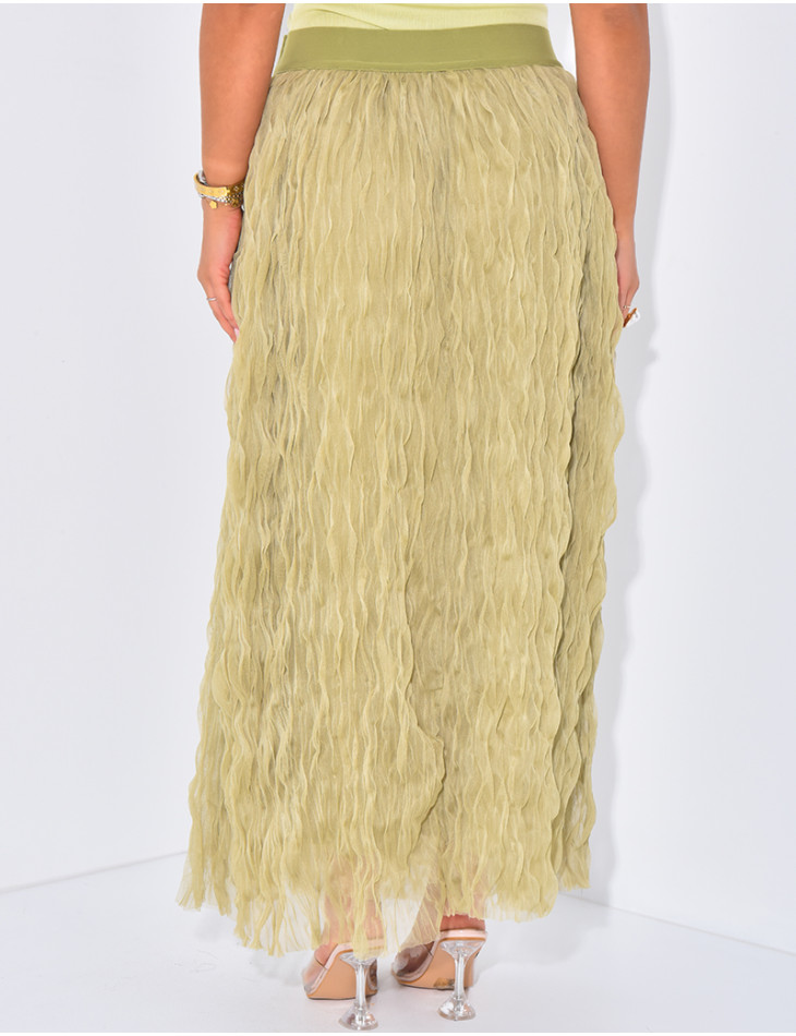 High waisted long tulle skirt