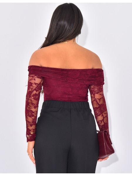 Body col bateau à dentelle