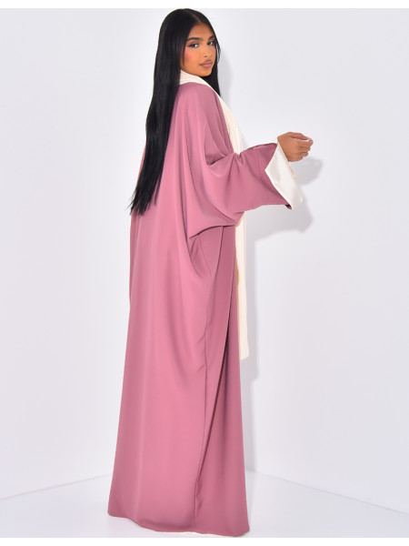 Set aus Schal und Kimono aus reversiblem Satin.