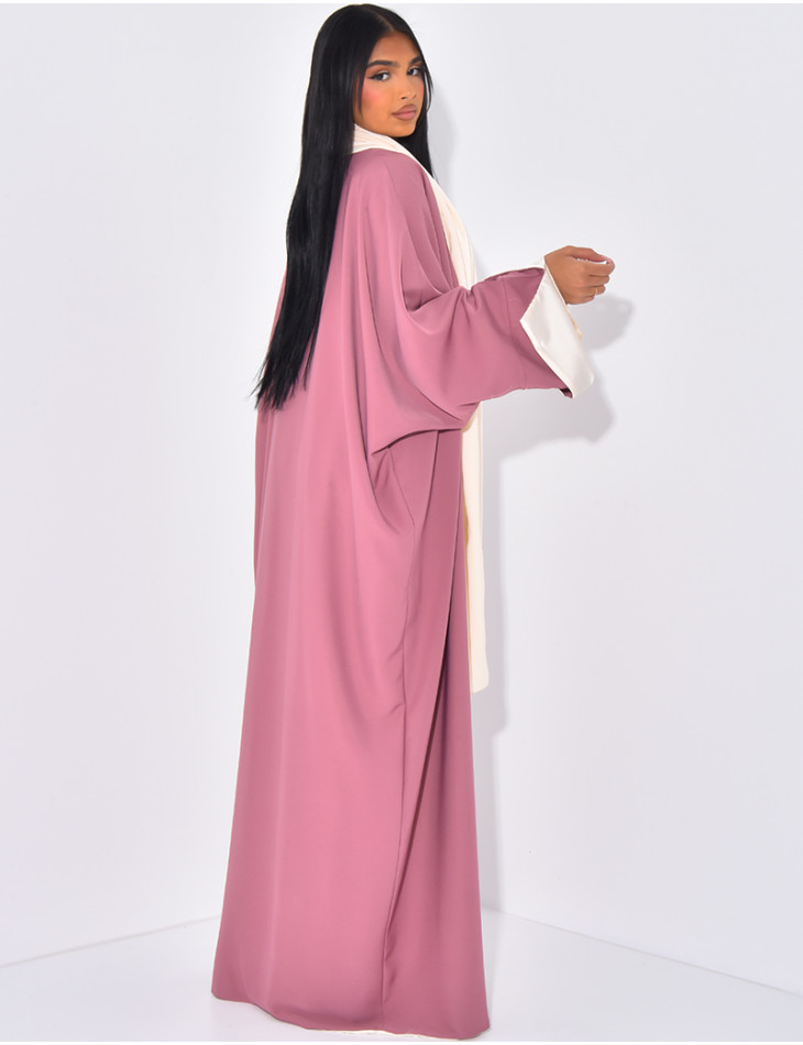 Set aus Schal und Kimono aus reversiblem Satin.