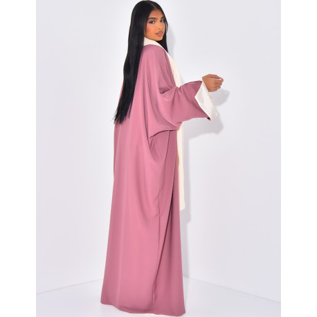 Set aus Schal und Kimono aus reversiblem Satin.