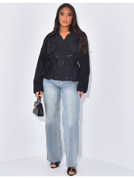 Trench court à nouer à la taille