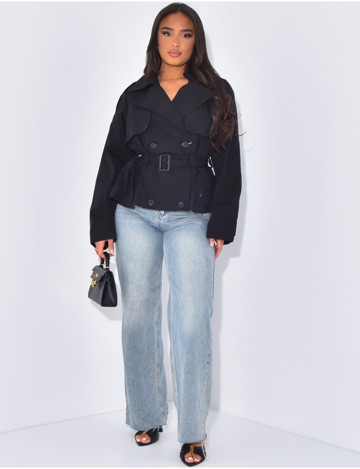 Trench court à nouer à la taille