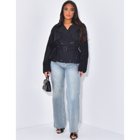 Trench court à nouer à la taille