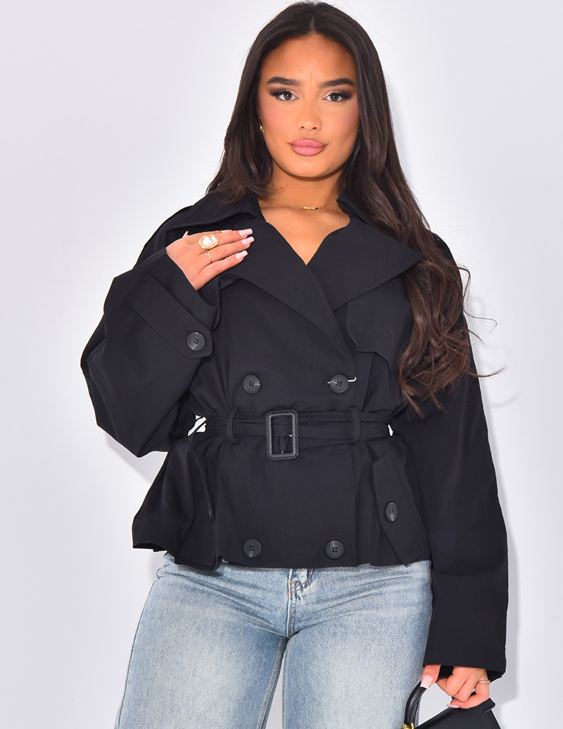 Short trench coat to tie at...