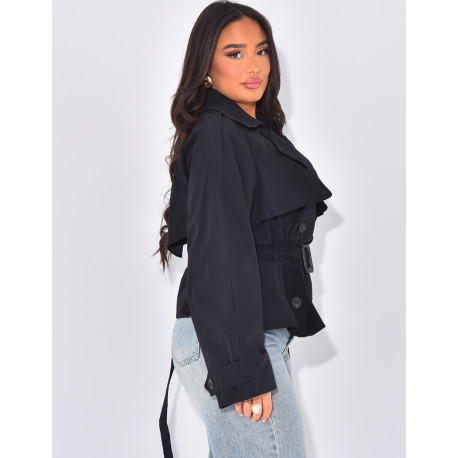 Trench court à nouer à la taille