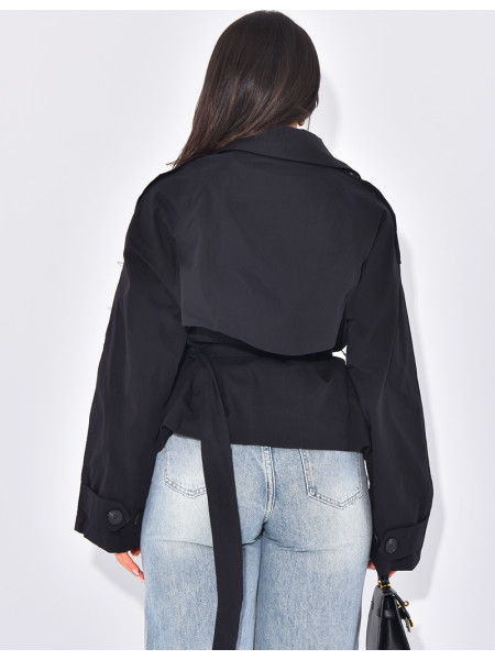 Trench court à nouer à la taille