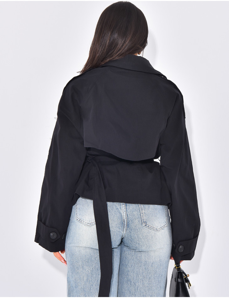 Trench court à nouer à la taille