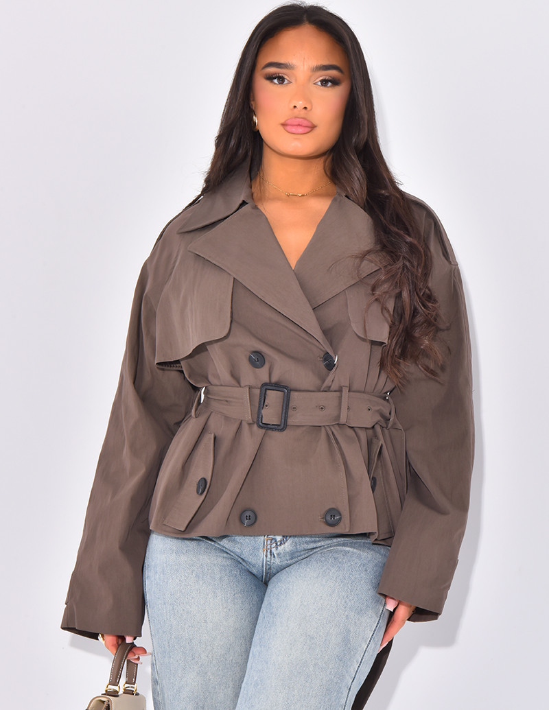 Short trench coat to tie at...