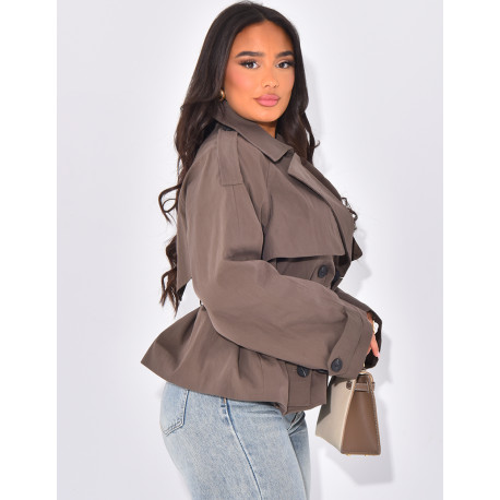 Short trench coat to tie at the waist