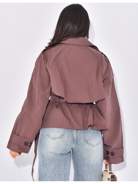 Trench court à nouer à la taille